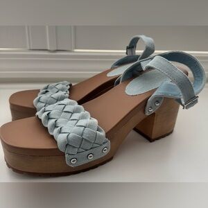 Anne Klein Womens Loris Woven Ankle‎ Strap Platform Sandals Blue Size 9.5 $79